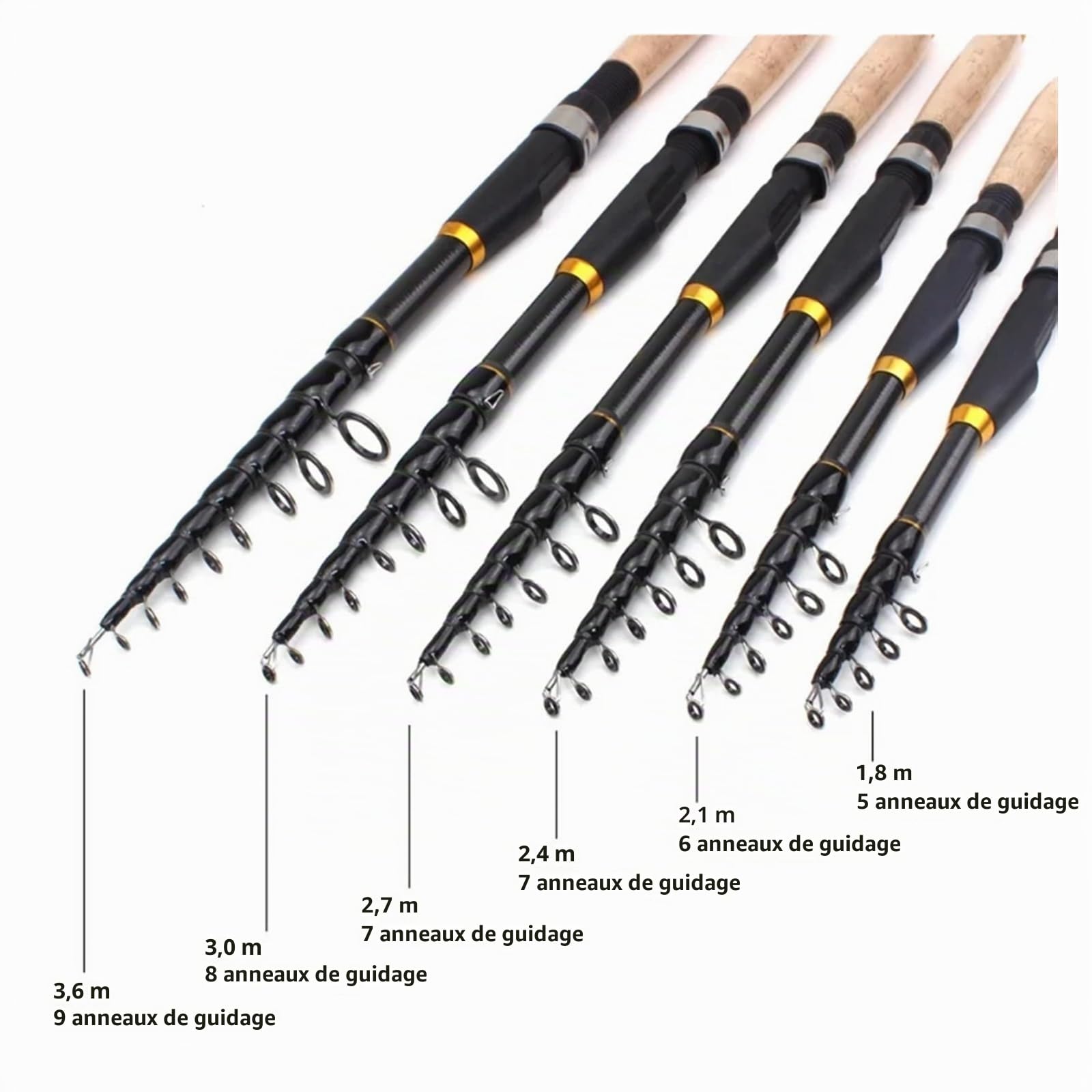Canne à PêChe Canne à pêche télescopique de 1.8 à 3.6m, en Fiber de carbone, poids d'appât de 10 à 60g, canne à pêche de voyage Ultra courte et Portable Spinning Pour La PêChe Des Carnassiers(3.0 m)