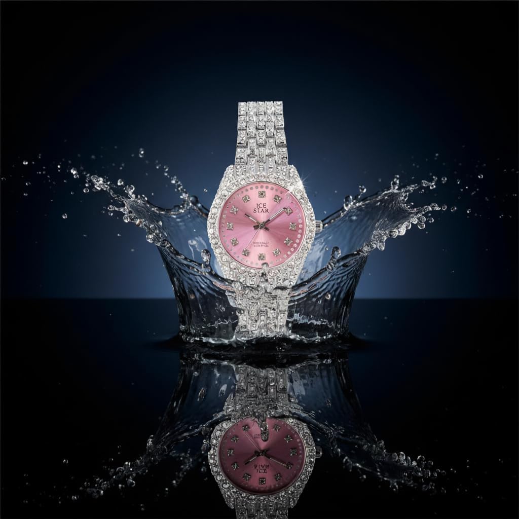 Techno Pave Women's 32mm Iced Out Sleek Diamond Dial Watch