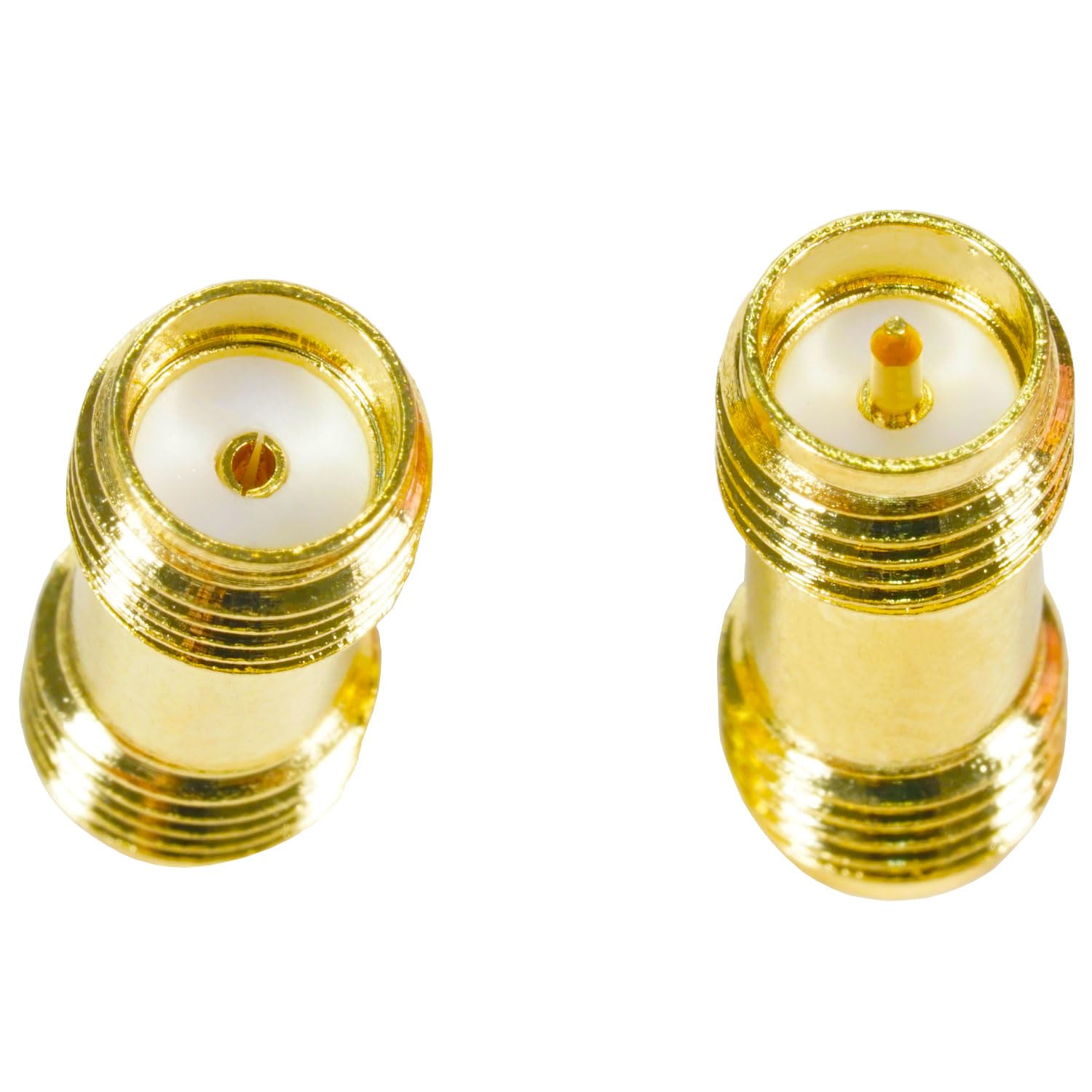 Lot De 2 Adaptateurs RP-SMA Femelle Vers SMA Femelle - Connecteur Coaxial Pour Antenne WiFi, Drone, Routeur - Laiton Doré