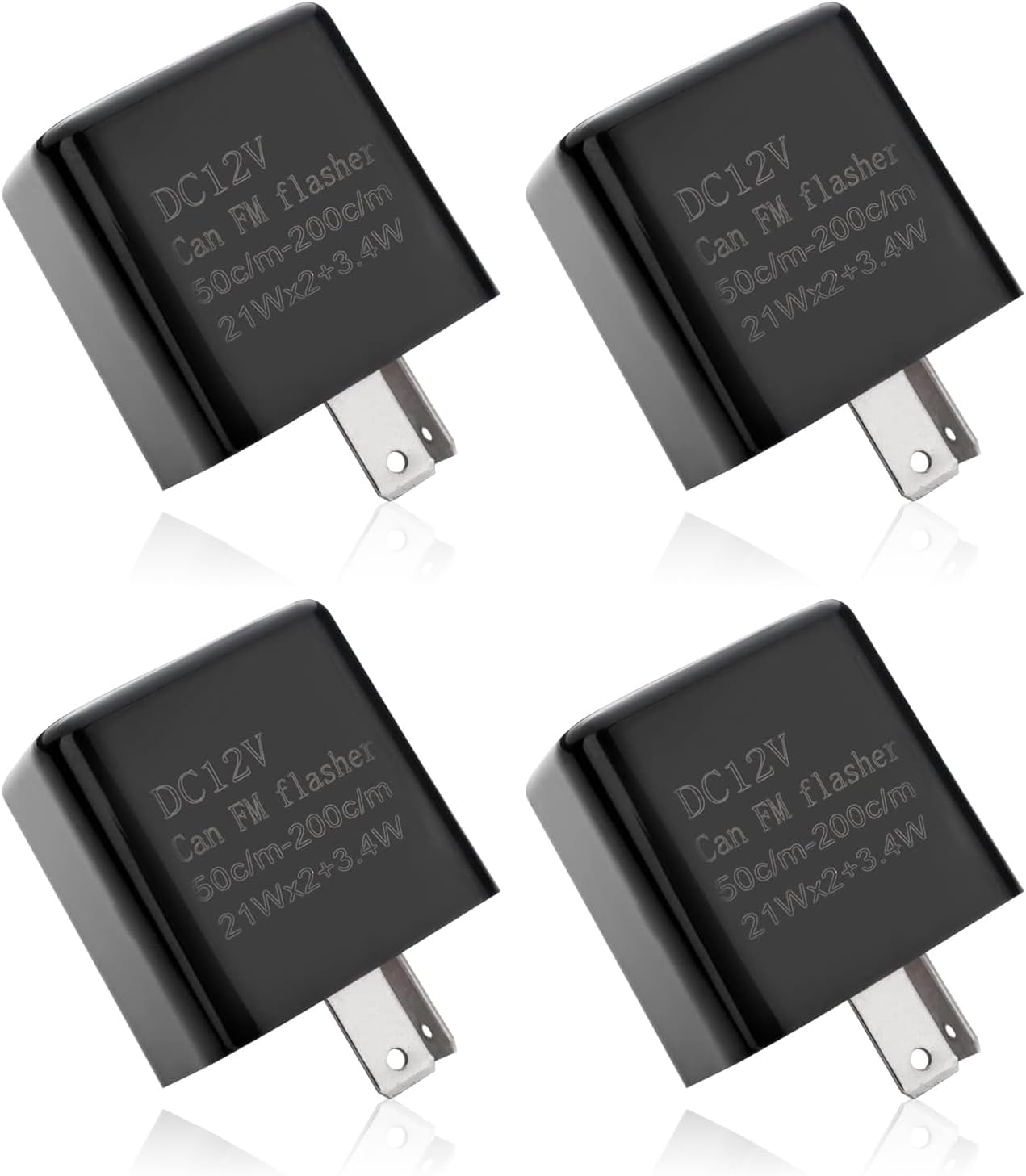 gunhunt Pack-4 LED Flasher Relay, 2 Pin Hazard Warn Flash Relay, 12V Speed Adjustable Relay, Replacement for Most Cars Motorcycles Warning Indicator (Black)