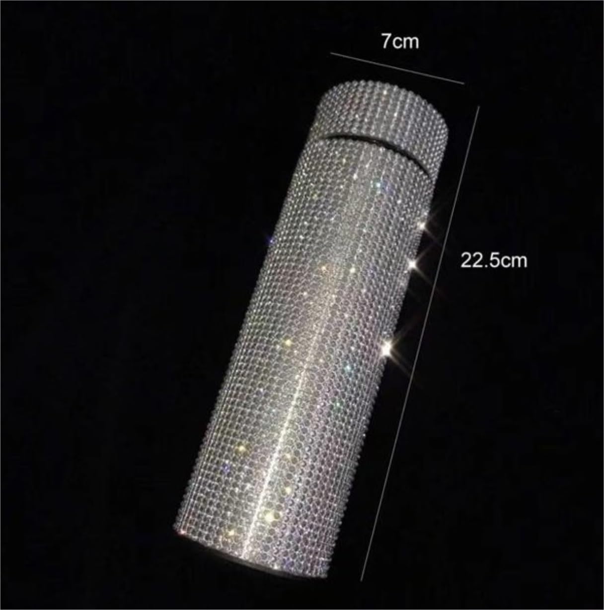 Butelka,Szczelna Smart Diamond Thermos Cup Dotykowy Wyświetlacz Temperatury Termos Ze Stali Nierdzewnej Napoje(Blue,Silver)