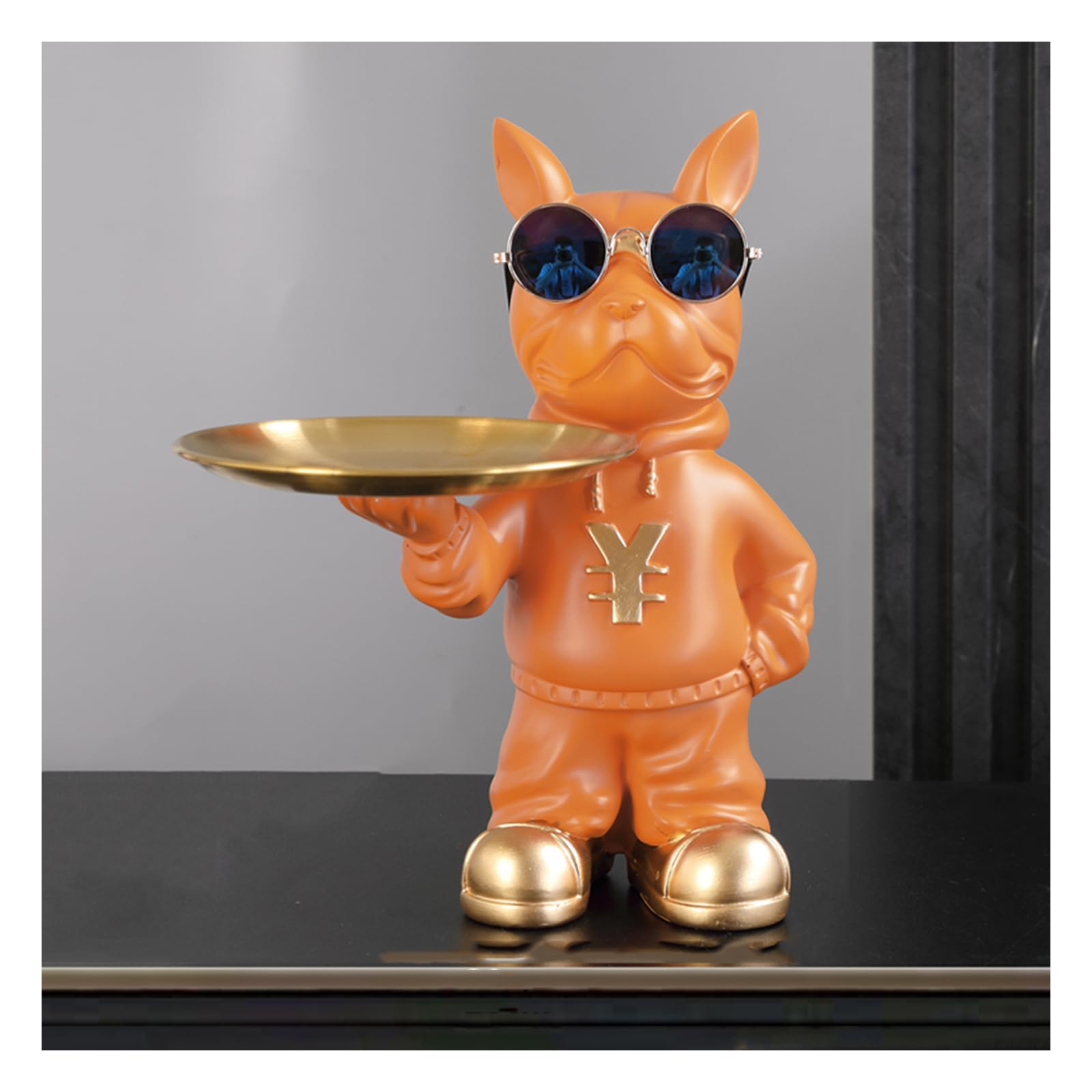 KFGISD, Dog Deco Statue for Key Storage, Candy Jewellery, Earrings, Bulldog Deco Key Bowl, with Tray,Blue,Key Tray(Dog C)