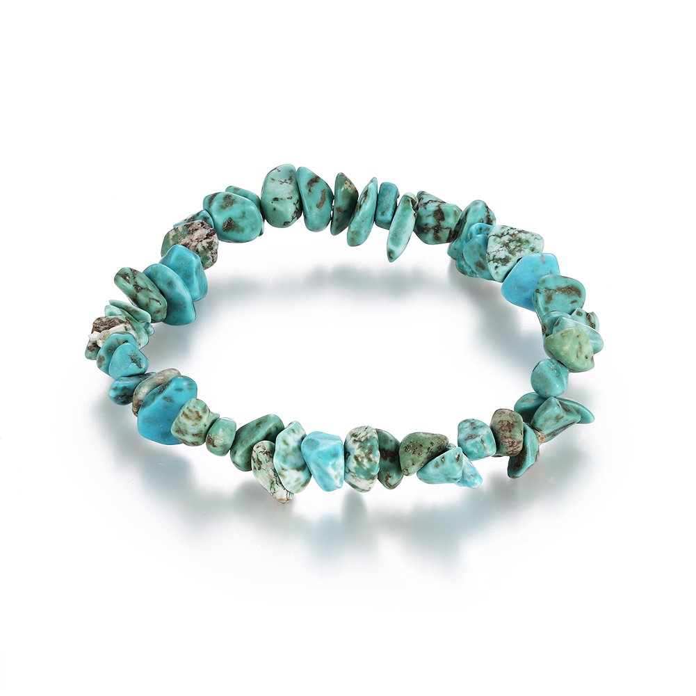 FOY-MALLFashion Cute Blue Howlite Turquoise Bead Stretch Bracelet E1490M