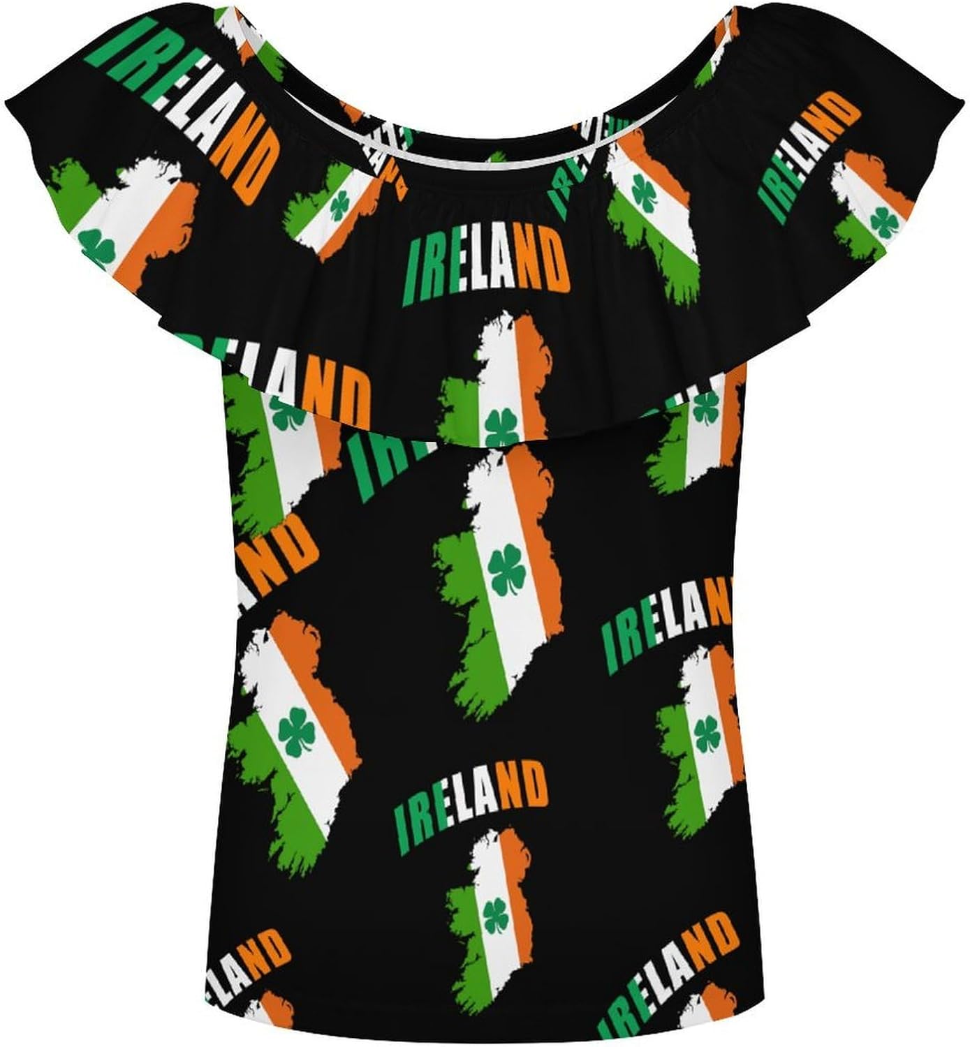 Ireland Map Flag Irish St Patricks Girls T-Shirts Top Ruffle Short Sleeve Blouse Casual Graphic Tees