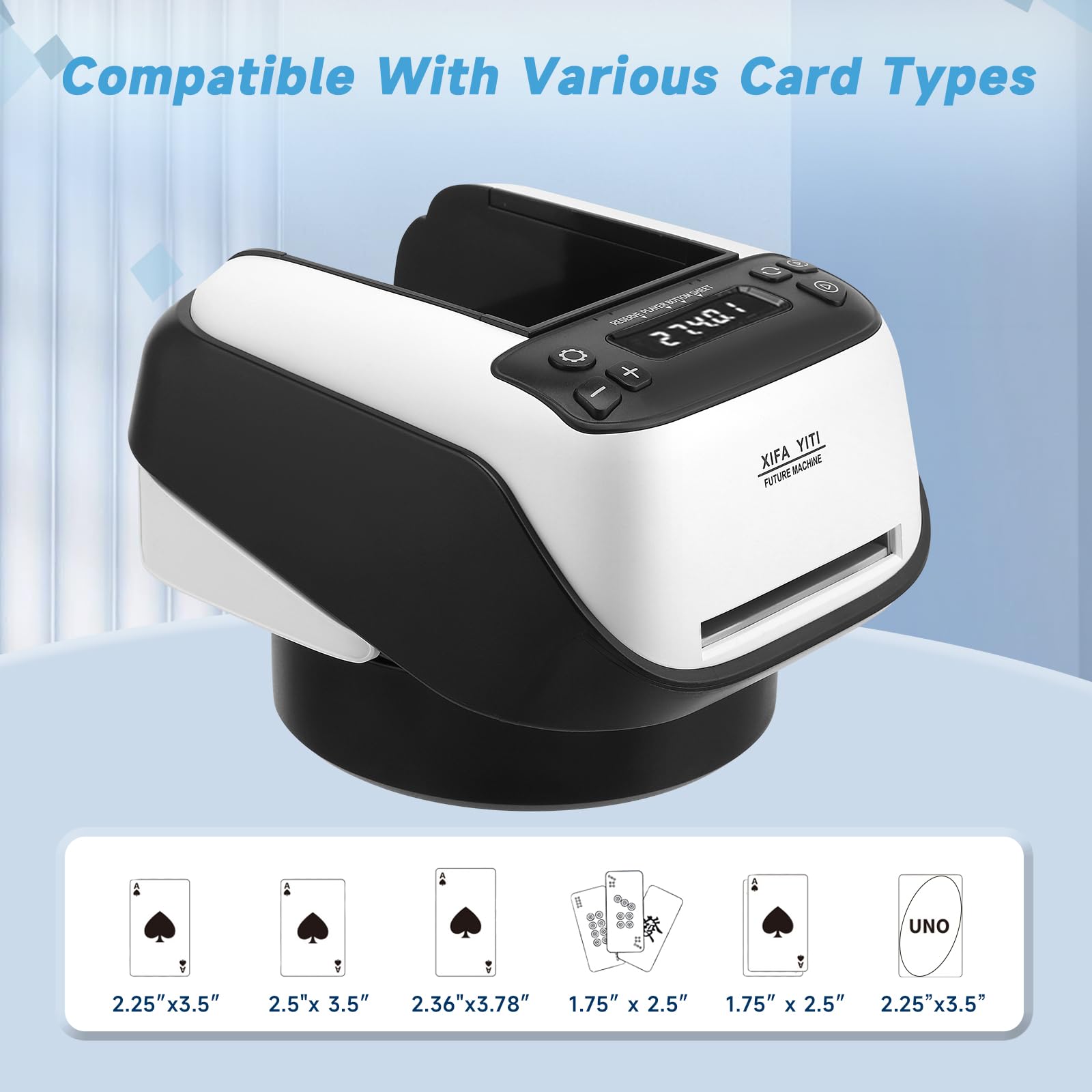 Distributeur de Cartes Automatique, Distributeur de Cartes Électronique Rechargeable, Machine D'envoi de Cartes Rotatif à 360° Jusqu'à 8 Joueurs, pour Poker, UNO, Blackjack, Texas Hold'em
