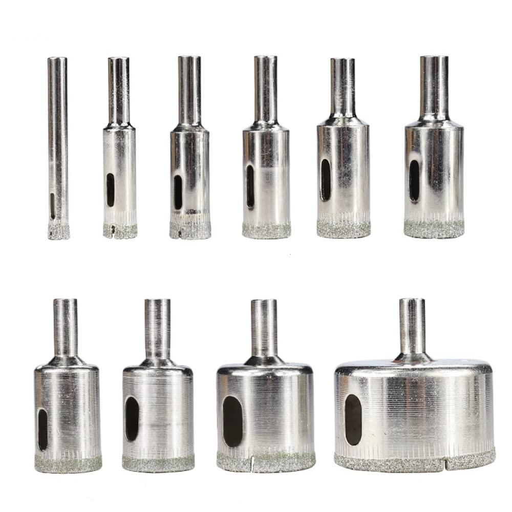 Broca de diamante 10 piezas 3-50 mm para baldosas de vidrio, mármol, granito, taladro de núcleo, brocas de sierra, n. ° 2, juego de 10 piezas