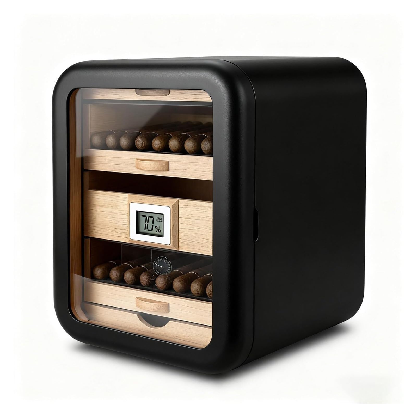 Humidor do cygar – 110 cygar, nawilżacz i higrometr, komputer stacjonarny(B,Withskylight)