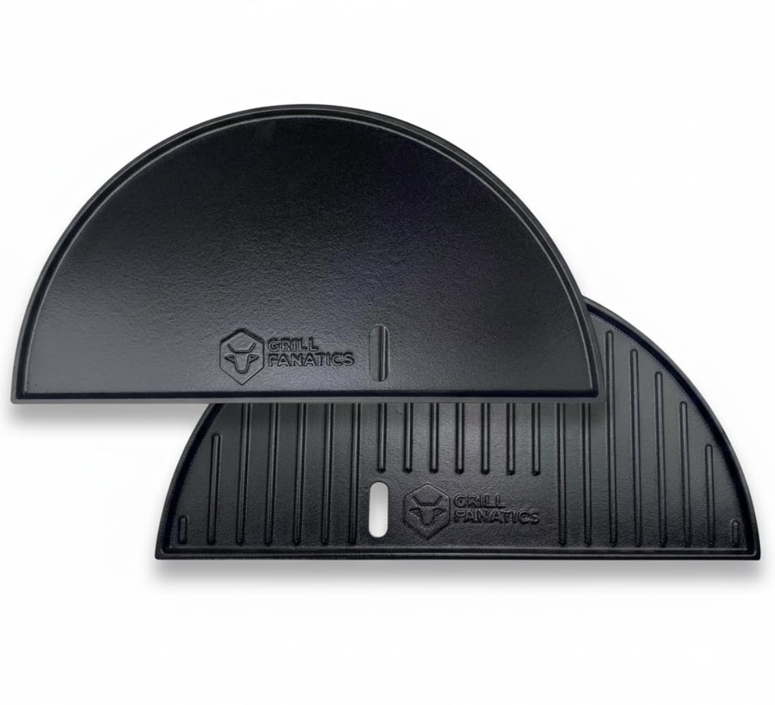 Grill Fanatics Halve Maan Grillplaat/Plancha Gietijzer - 2-zijdig - Geschikt voor 46 cm Kamado's