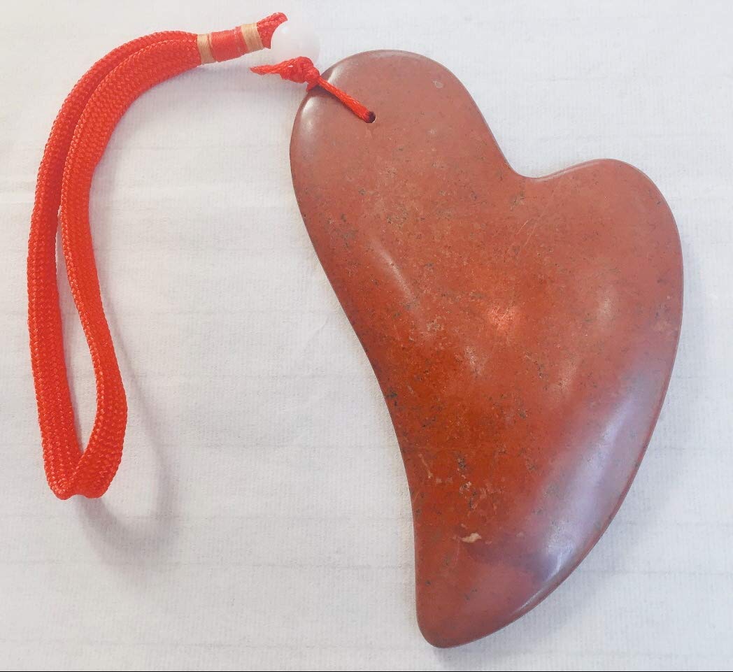 Bian Stone Gua Sha Scraping Massage Tool Board Stone Needle Meteorite Face Neck Acupuncture Therapy Trigger Points SPA Treatment Reduce Wrinkles Dark Circle Improve Body Circulation Ba Gua Board