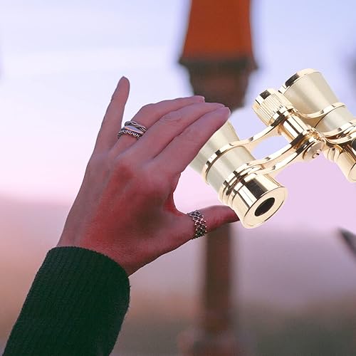 Miniatura 9 de Lentes de ópera de 3 x 25 pulgadas, mini binoculares de teatro con cadena de collar, binoculares de visión para mujeres, adultos, niños, en