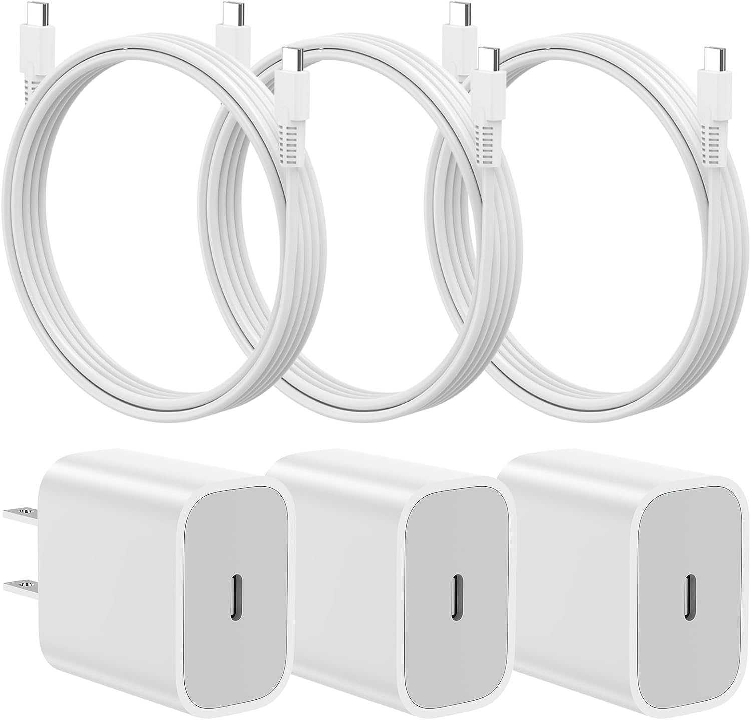 USB C Wall Charger Block 25W, PD 3.0 Fast Charging with 6.5FT/2M USB C to C Cable, 25W Type C Power Adapter Replacement for Phone 17/Pro/Pro Max/17 Air/ 16/16 Pro/16 Pro Max/15/Plus/Pro (3 PCS)