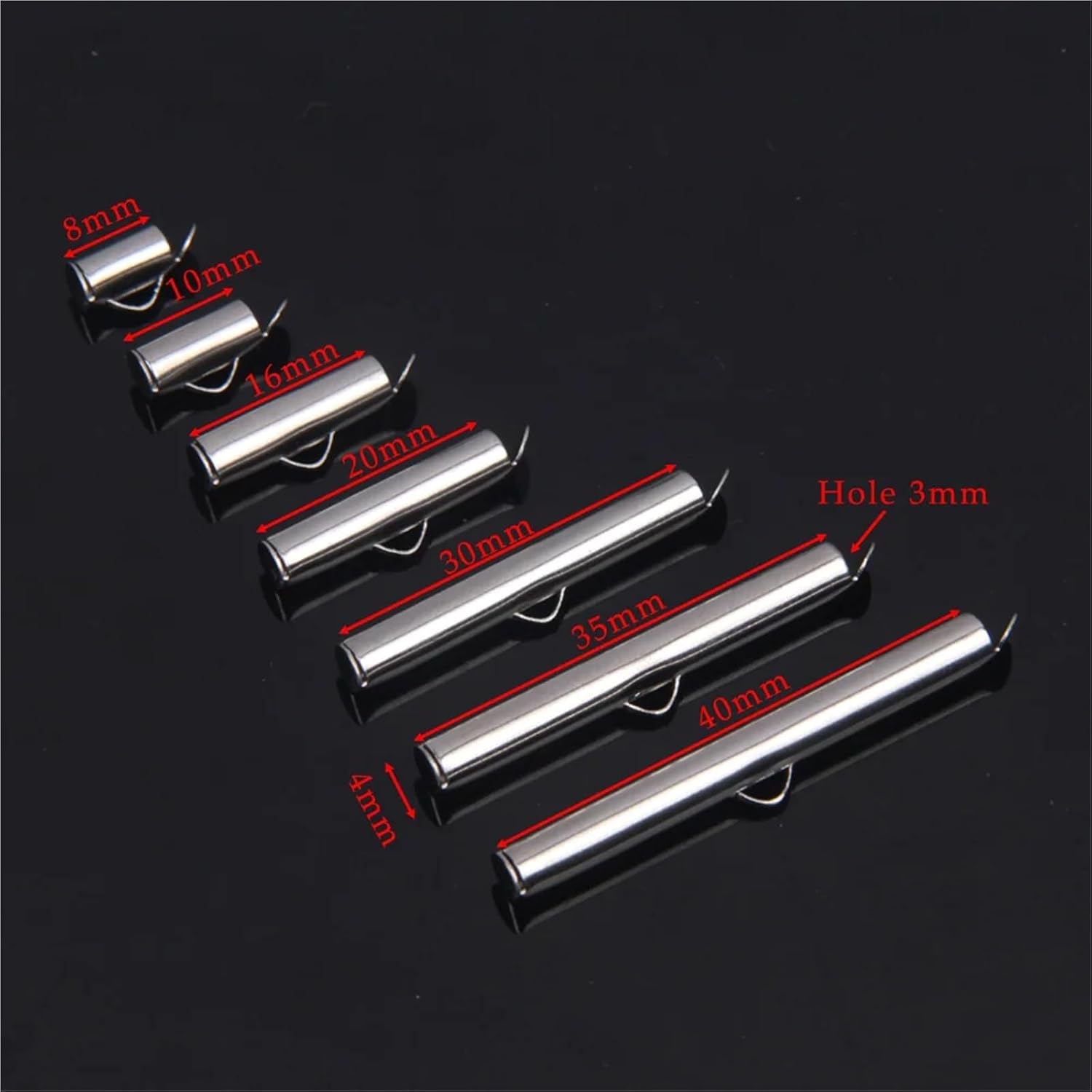 Multi Necklace Clasp 120pcs Stainless Steel Crimp End Caps Slider Clasp Buckles Tubes DIY Bracelet Connectors for Jewelry Making Accessories(30mm)