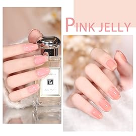 SHOYUM Jelly Pink Gel Nail Polish Set of 10 Colors Including Pink Purple Milky White Nude Gel Polish Kit UV LED Soak Off Nail Polish Home DIY Manicure Nail Salon Varnish