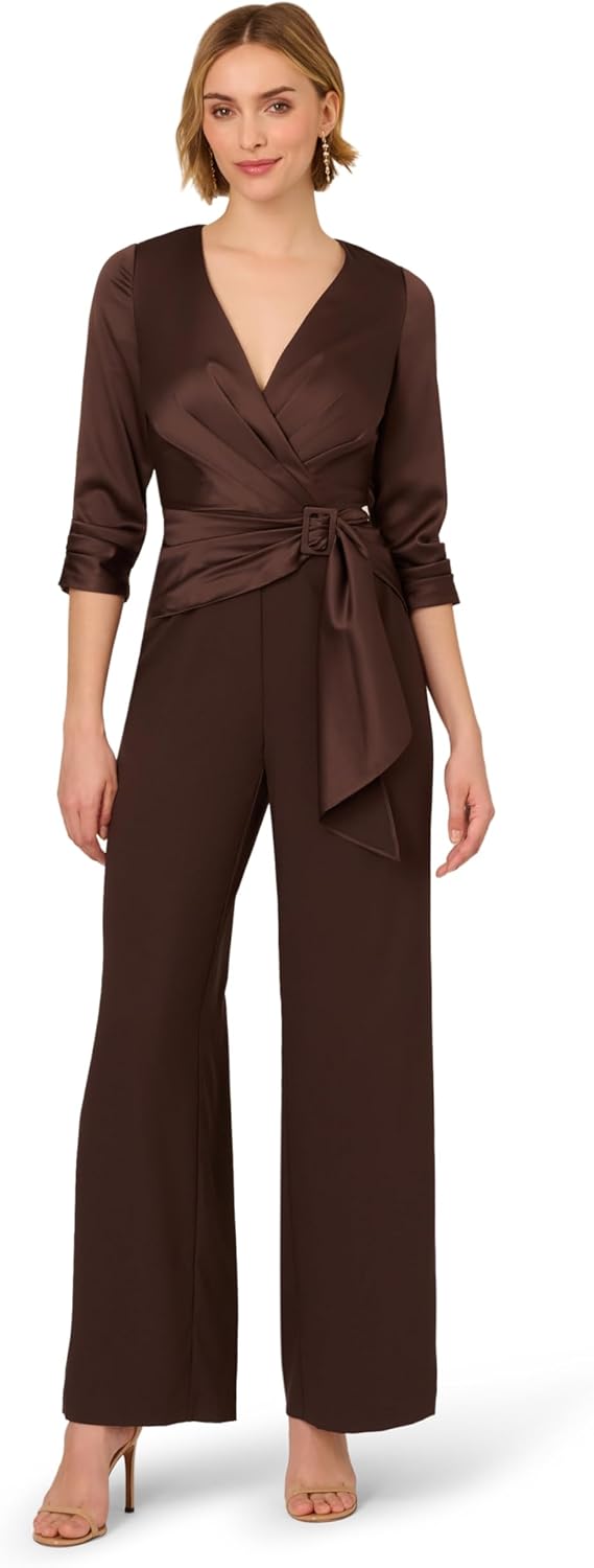 Adrianna Papell Womens Satin Crepe Jumpsuit