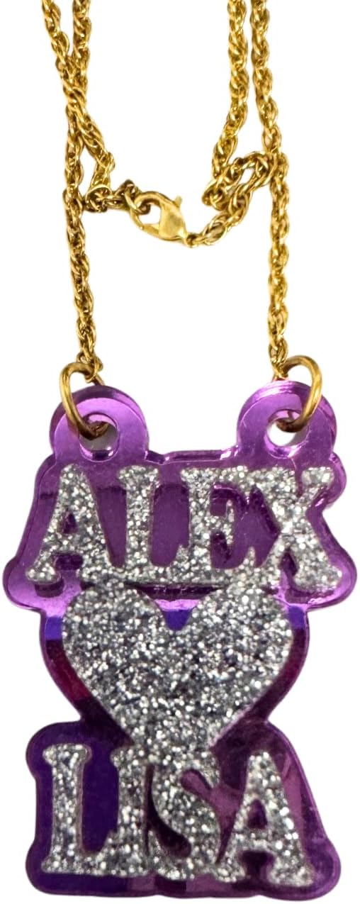 Our Custom Nameplate Necklaces are Hand-Crafted and Made to Order. Personalization Choices include Decorative Accents, Background Color, Letters Styles, Chain Options and Gift Box for Gift Giving.