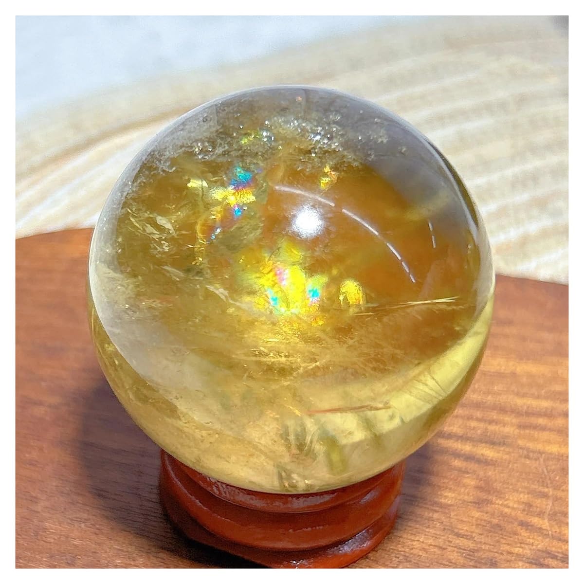 Boule de Cristal Naturel Arc-en-Ciel : Décoration Intérieure pour Salon Zen
