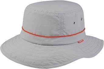 Juniper Taslon UV Bucket Cap with Red Piping, One Size, Grey with Orange Piping
