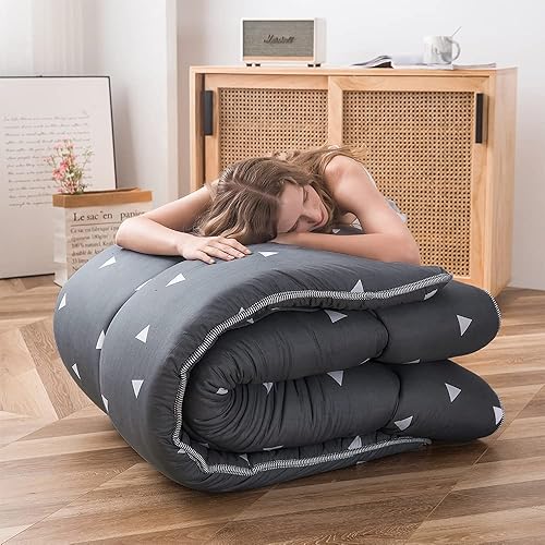 Miniatura 516 de Colchón futón japonés de piso gris constelación, de piso tatami, portátil, para acampar, para niños, sofá cama plegable enrollable con protector de