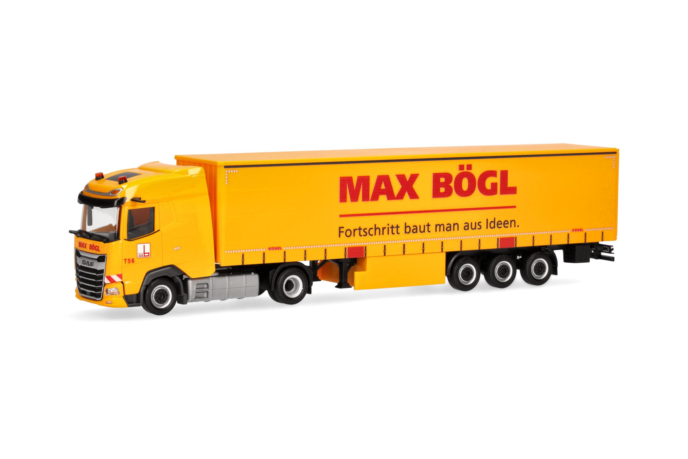 Herpa truck model DAF XG curtain canvas semitrailer "Max Bögl", on a scale of 1:87, plastic miniature, made in Germany, model building, collectors edition