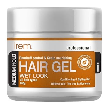 Irem Dandruff control & Scalp nourishing hair gel - Conditioning and Styling Gel For Men & Women - With Ichthyol Pale, Tea tree and Aloe vera extract - Medium hold - All hair types 200g?