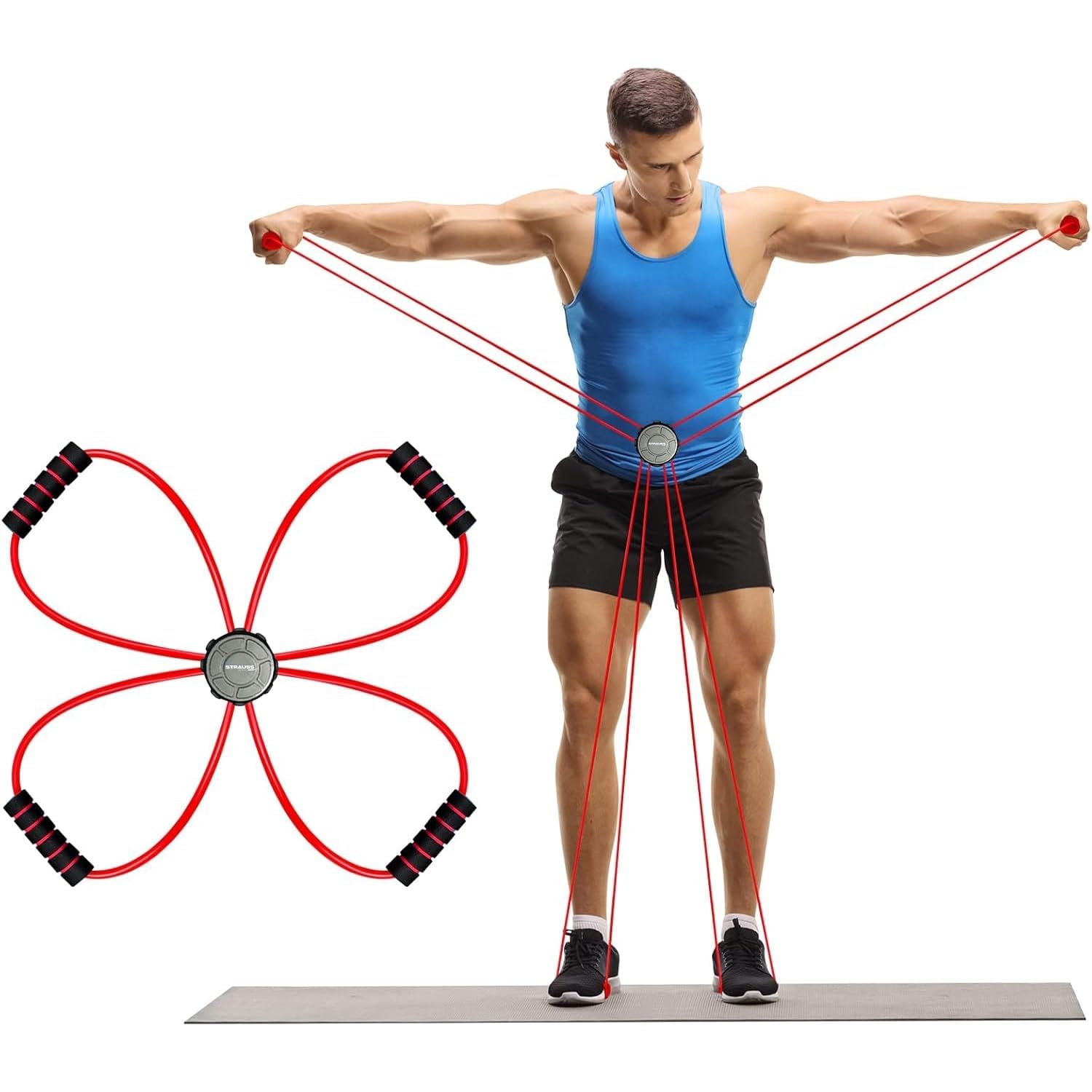 Strauss Whole Body Workout Resistance Tube | Ideal for Yoga, Gym, Home Workout | Premium Natural Latex, Lightweight, Soft & Comfortable Handle | 8 Shape Toning & Resistance Tube, (Red) (B07Y9Q43SF) Amazon Price History, Amazon Price Tracker