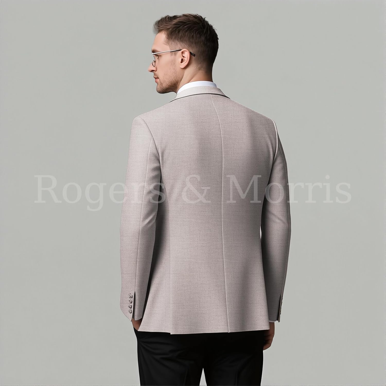 Rogers & Morris Men's Blazer 2 Buttones Casual Slim Fit Suit Jacket Wool Sport Coat Chaqueta de Traje para Hombre