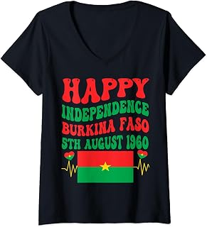 Womens Happy Burkina Faso Independence Day Burkinabé Flag Men Women V-Neck T-Shirt