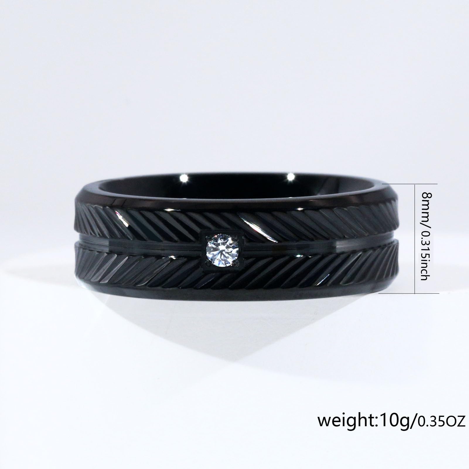 Coppia di anelli neri coordinati da 1,5 ct AAA CZ 2 pezzi set di fedi nuziali da donna per lui e lei anelli da uomo fascia