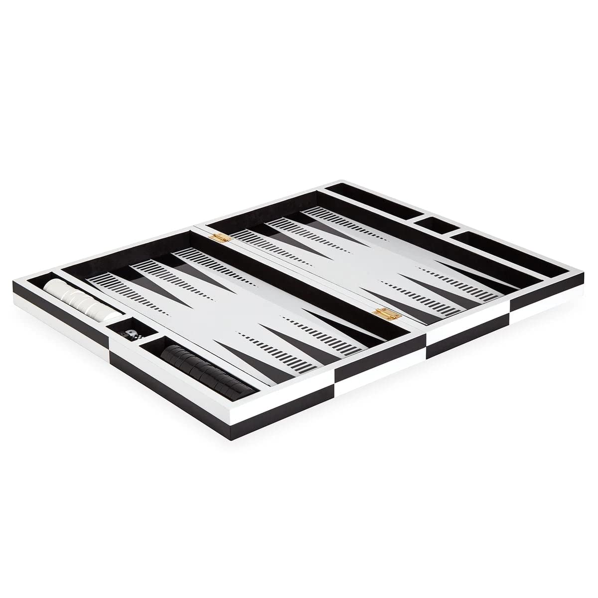 Jonathan Adler - Op Art Backgammon Set – Nero/Bianco – Legno/Laccato – Nero/Bianco – (LxLxA) 47 x 29 x 11 cm