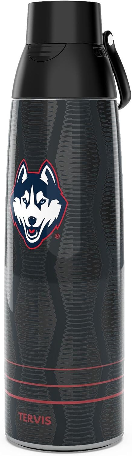 Tervis Venture Water Bottle UConn Huskies - Full Speed Triple Insulated Tumbler Travel Cup Keeps Drinks Cold & Hot, 36oz, Stainless Steel