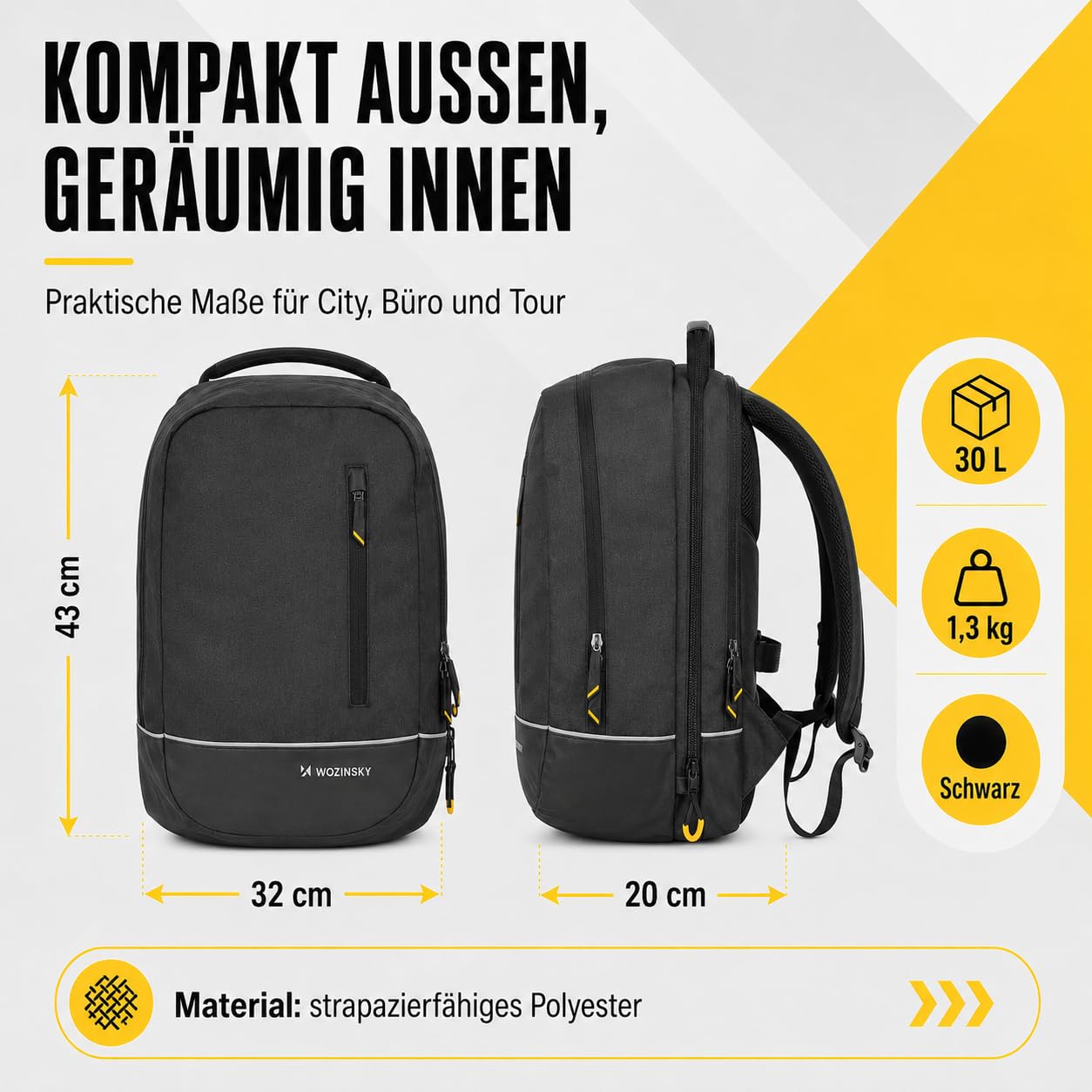 WOZINSKY Sacoche de vélo 2 en 1 pour porte-bagages arrière - Étanche - 30 l