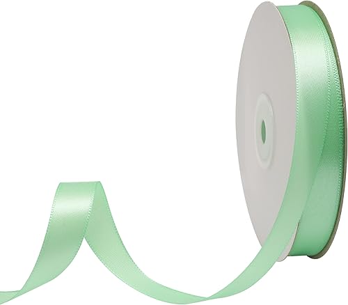 Miniatura 2 de Cinta de poliéster verde menta brillante de una cara de 58 pulgadas de ancho, 50 yardas, perfecta para manualidades, decoración de bodas, envoltura