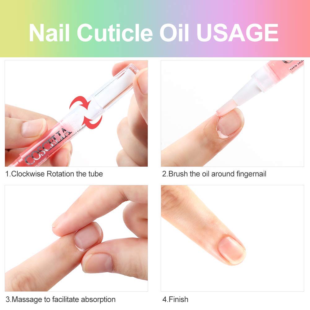 8Pcs Nail Cuticle Oil Pen Cuticle Revitalizer Oil Pen for Nails with Soft Brush Cuticle Oil Bulk Softener Moist Gel Nail Treatment Nourishment Fruity Smell : Everything Else