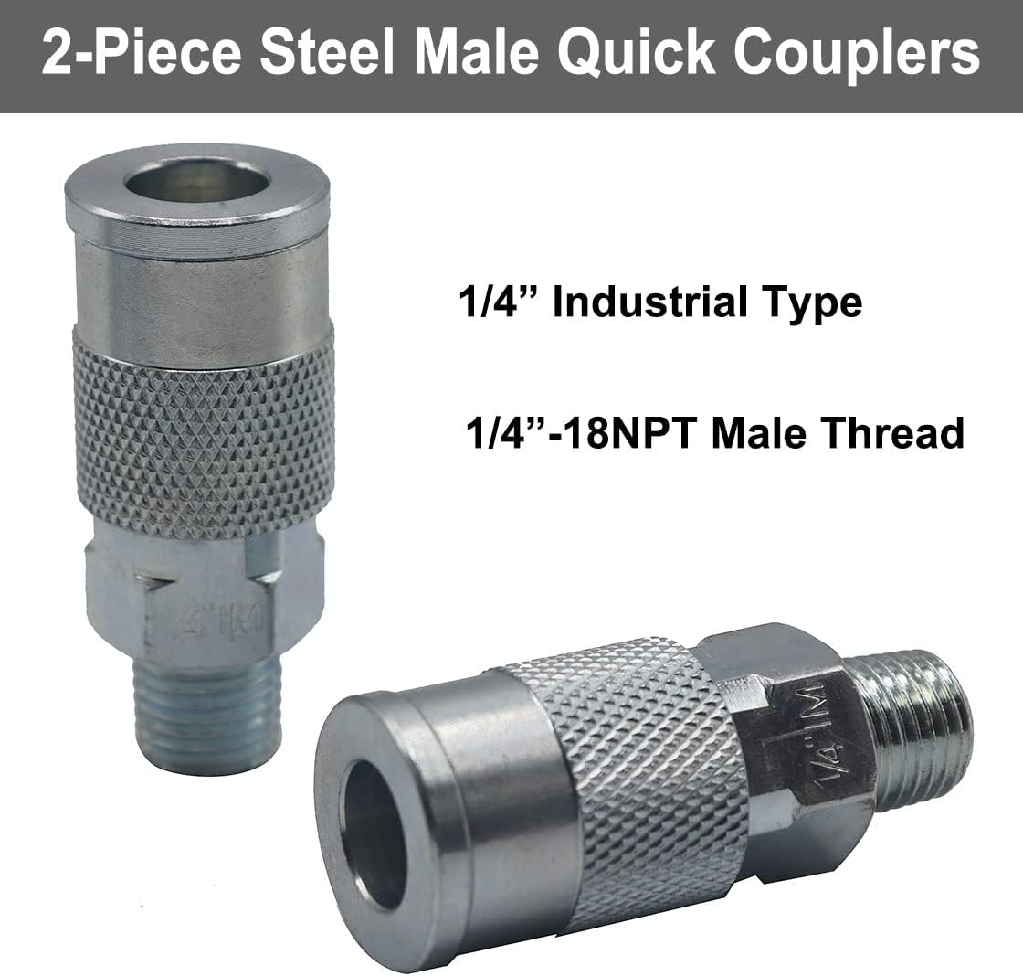 YOTOO 19 Pieces Air Hose Fittings, 1/4 NPT Industrial Air Coupler & Plug Kit