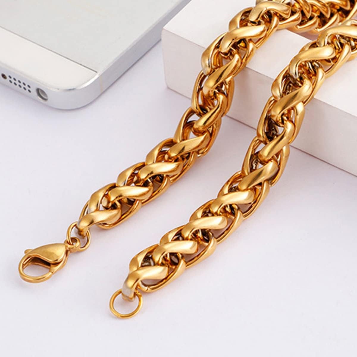 45-65CM Chain Necklace Stainless Steel Chains for Men Women 8-10mm Wheat Chain