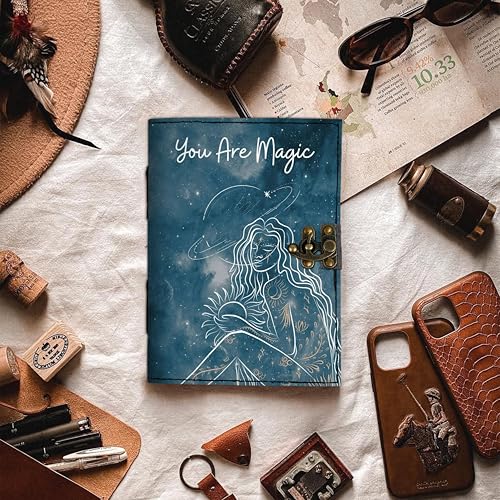 Image of DI-KRAFT Customize Diary with Name with Beautiful UV Prints | Customized Leather Writing Diary Unruled White Paper Journal Personal Notepad Sheets Daily Planner for Gifting (Pattern 23)