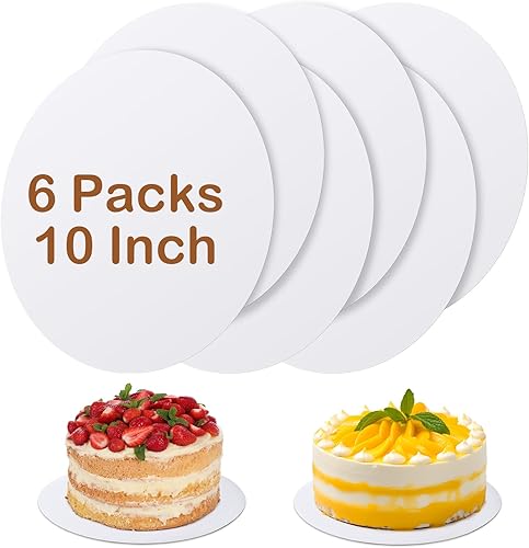 6 tableros para tartas, redondos de 10 pulgadas, 100 % cartón de grado alimenticio, base impermeable y a prueba de aceite para tartas, bodas,