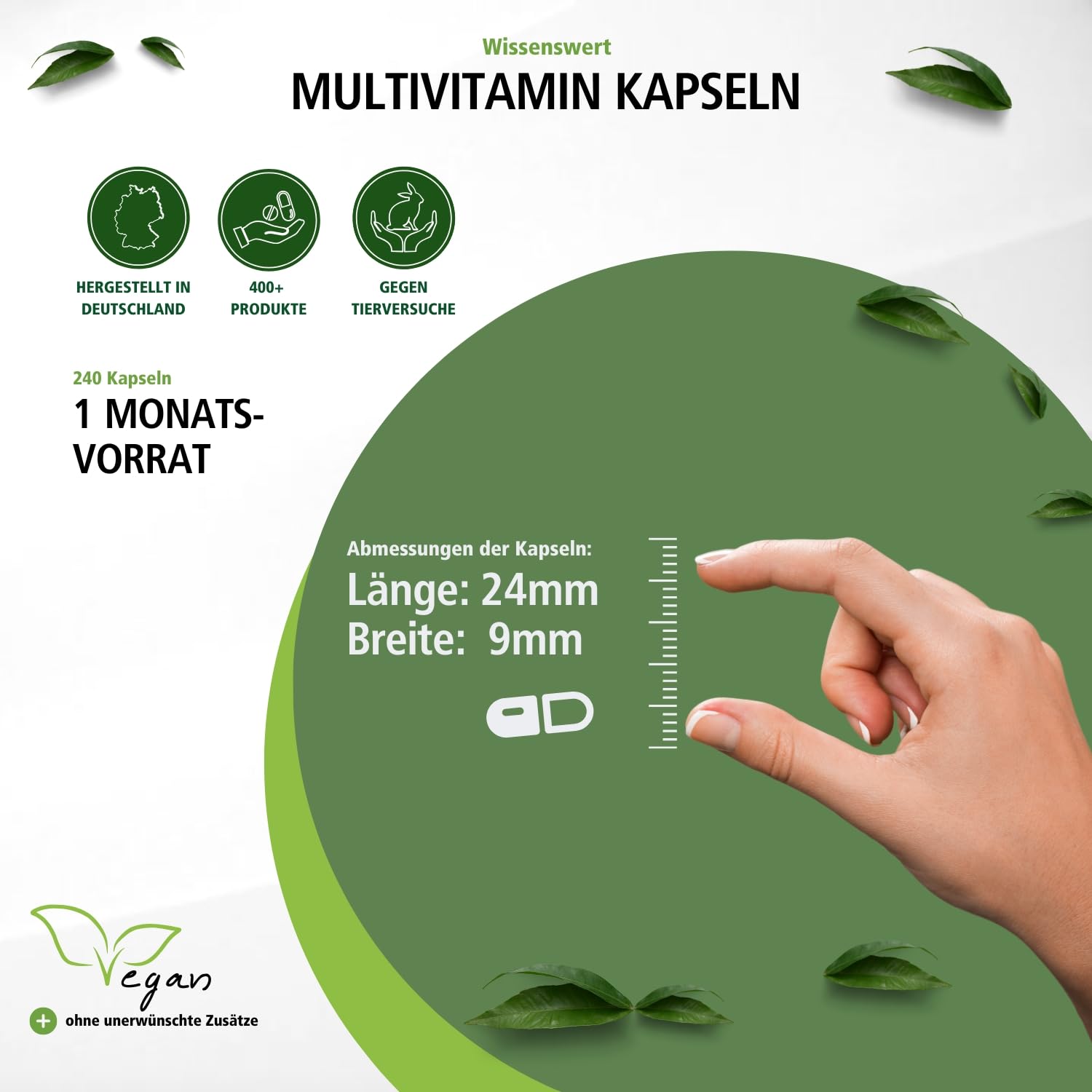 fairvital Multivitamin Kapseln aus Obst und Gemüse-Pulver, 240 Kapseln (120x2), Natürlich, hochdosiert & Vegan, mit Vitaminen & Mineralien, Früchte & Gemüse Mix
