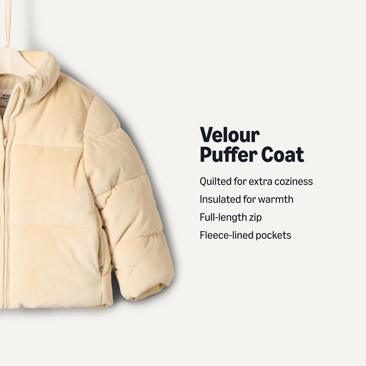 Amazon Essentials x Sofia Grainge Toddler and Baby Girls' Velour Puffer Jacket - Image 4