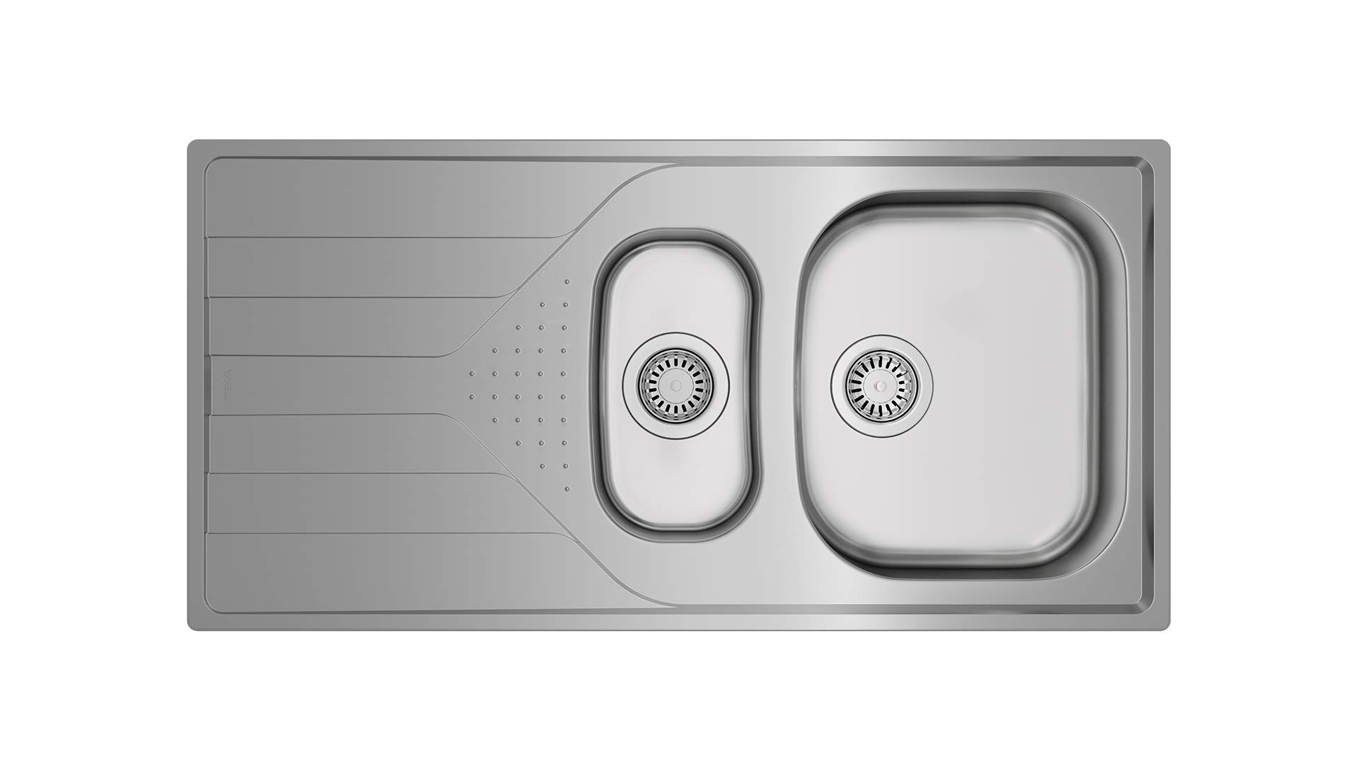TEKA Fregadero Encastrado 1½ Cubetas con Escurridor en Acero Inoxidable, Profundidad 160mm y 110mm, Reversible, Mueble 60cm, Universe 60 T-XP 1½C 1E
