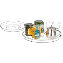 primebox 13.25" Lazy Susan Organizer. 360 Degree Rotating Turntable for Cabinets, Fridge, Pantry, Bathroom, Under Sink Organizing, Vanity, Countertops, Organizer for Spices Clear 2 Pack