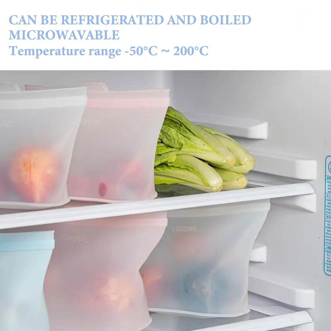 Bolsas de Silicona Reutilizables para Alimentos (500/1000/1500 ml), Bolsas Herméticas Antifugas para Congelador y Microondas, Conservación de Comida (0.5L+0.1L+0.15L-A)