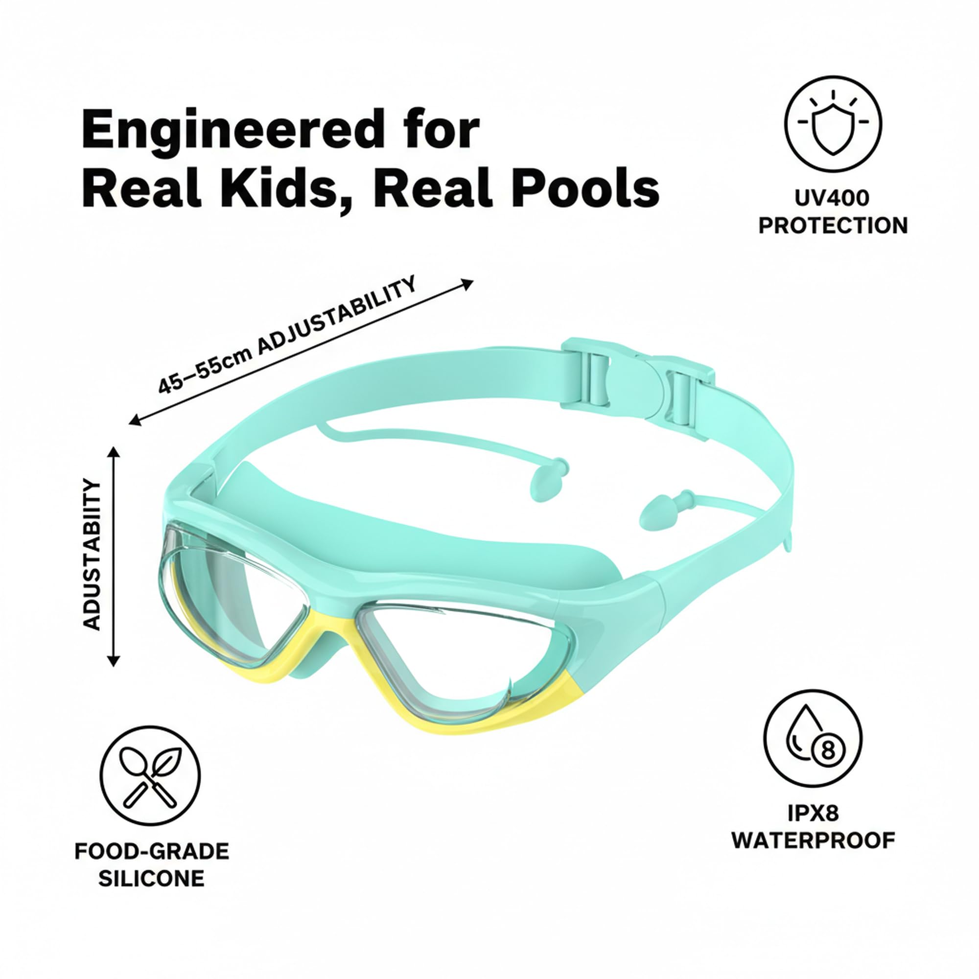 Gafas de Natación Anti-Niebla para Uso General | Protección UV, Impermeables, Junta de Silicona | Gafas de Natación para Niños de 6 a 14 Años