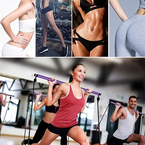 Miniatura 4 de Kit de barra de pilates portátil con bandas de resistencia, barra de pilates multifuncional con barra de pilates de fusión, barra de pilates de