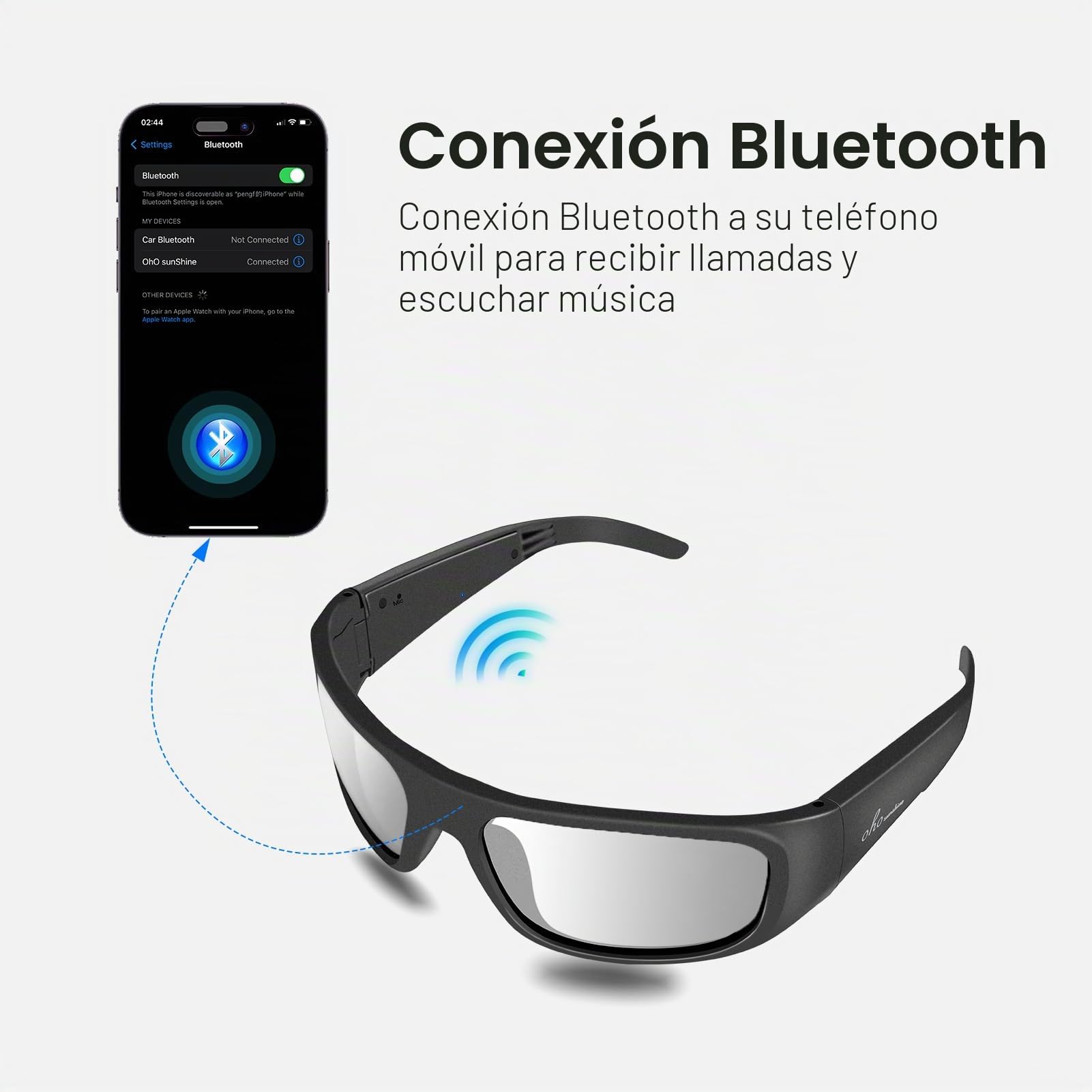 OhO Smart Glasses,Polarized Glasses with Bluetooth Speaker,Athletic/Outdoor UV Protection and Voice Control,Unisex