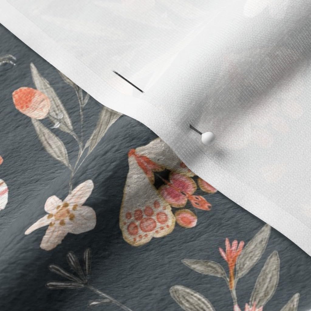Spoonflower Fabric - Black Crows Butterflies Butterfly Floral Deep Blue Charcoal Gray Burnt Printed on Minky Fabric by The Yard - Sewing Baby Blankets Quilt Backing Plush