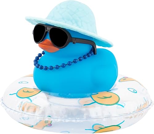 wonuu Decoración de pato de goma para automóvil, accesorios de automóvil, adorno de tablero de automóvil con sombrero de vaquero, anillo de