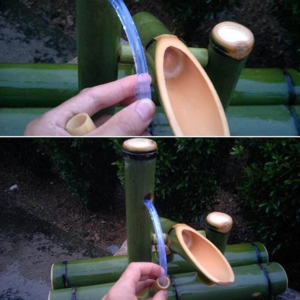 New Bamboo Water Fountain with Water Pump Waterspout Indoor Outdoor Flowing Zen Garden Decoration,Length30cm Decoration(