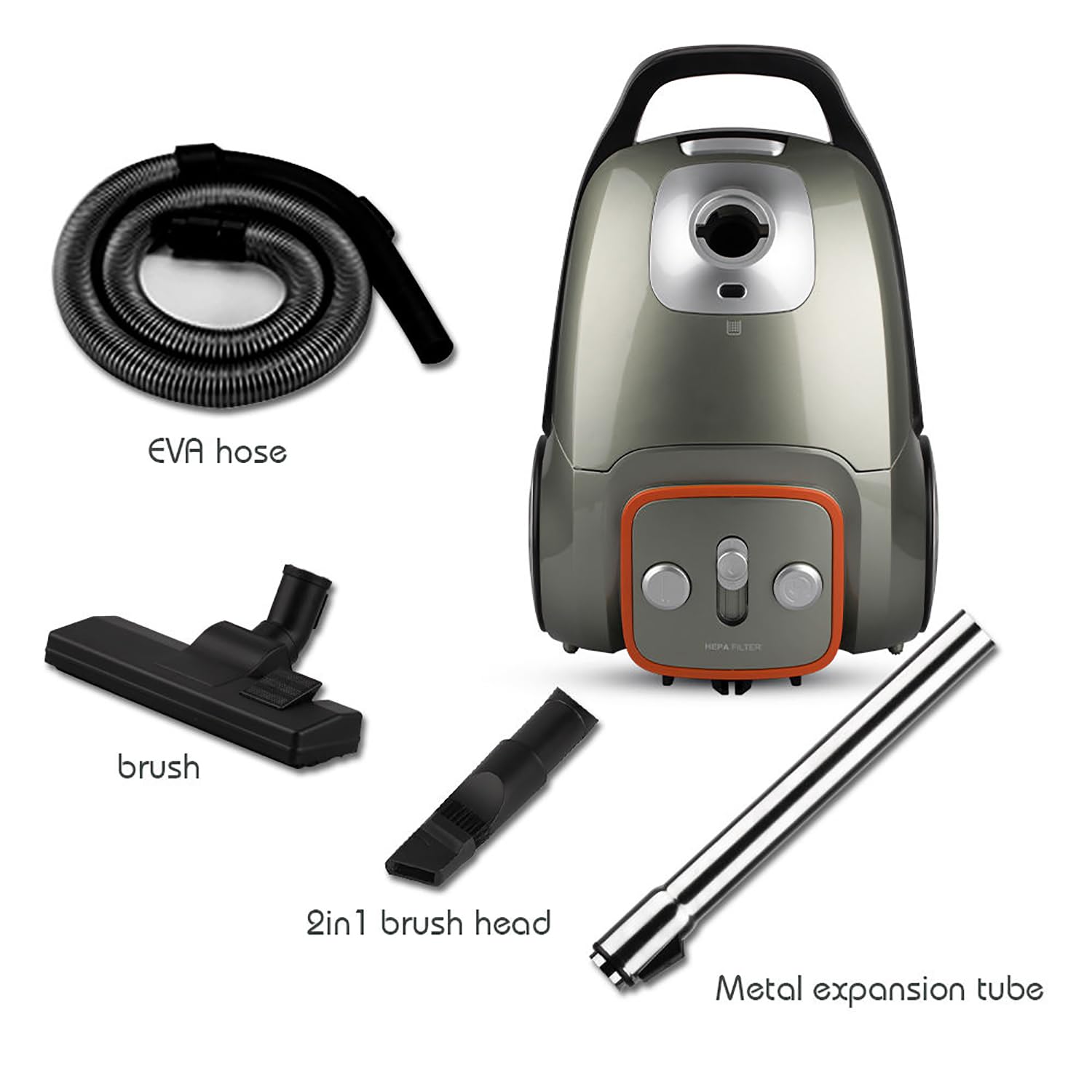 Bezworkowy odkurzacz cylindryczny 3200 W z zmywalnym filtrem HEPA, silnik 1600 W, kosz na kurz 3 l, zasięg 8 m dla łatwego manewrowania, idealny do czyszczenia sierści zwierząt domowych i twardych