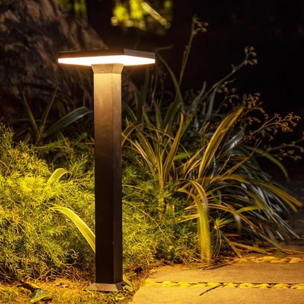 Luz del bolardo del Paisaje, luz Impermeable del j Baliza LED for jardín Exterior, IP65, Resistente al Agua, de Aluminio, Color Negro, Varios tamaños(60CM)